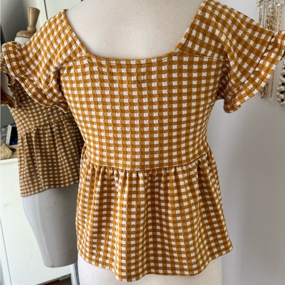 MADEWELL••Gingham Knit Ruffle Hem Top••XXS - Picture 5 of 7